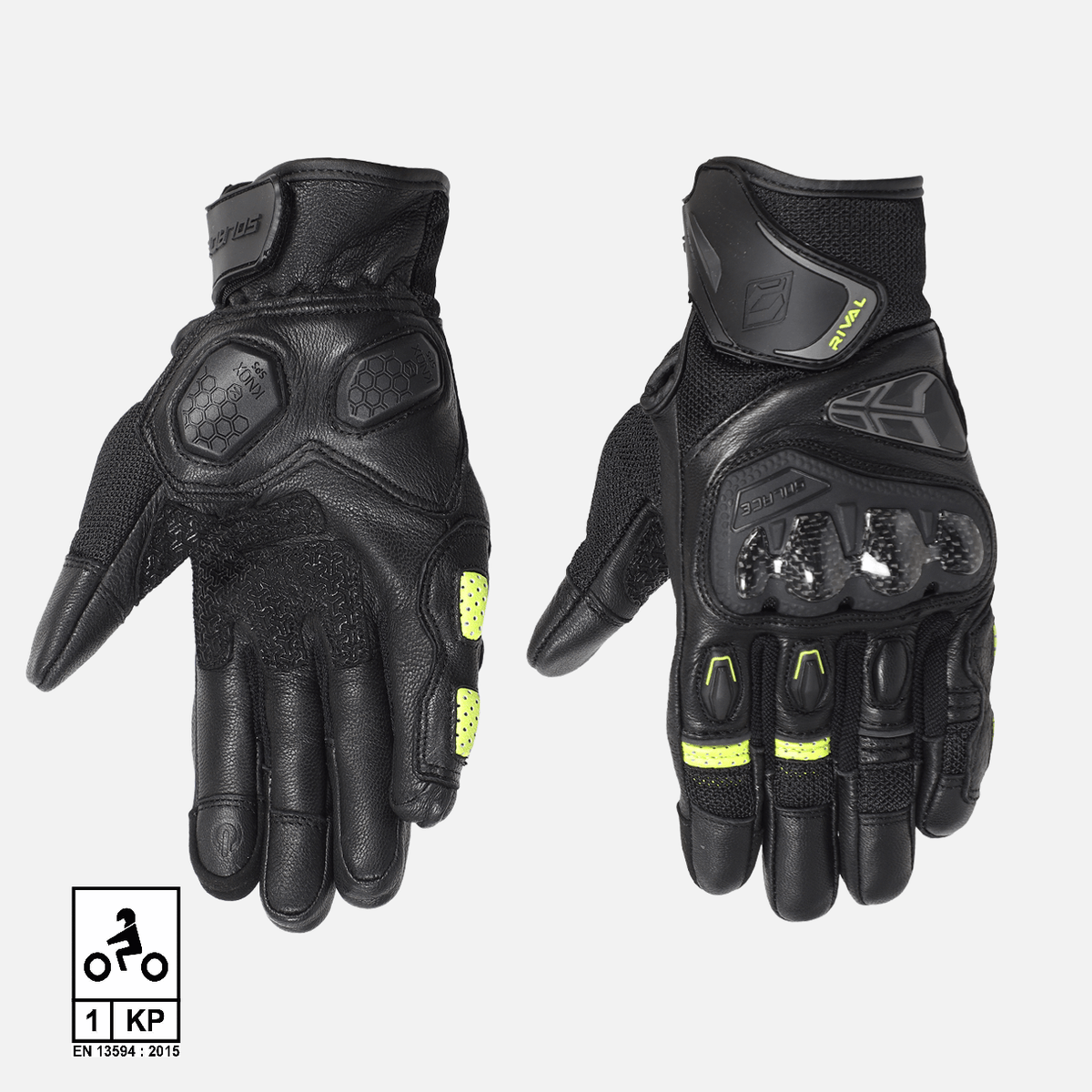 Rival Carbon CE Gloves (Neon) - Motorcycle Gloves | Solace