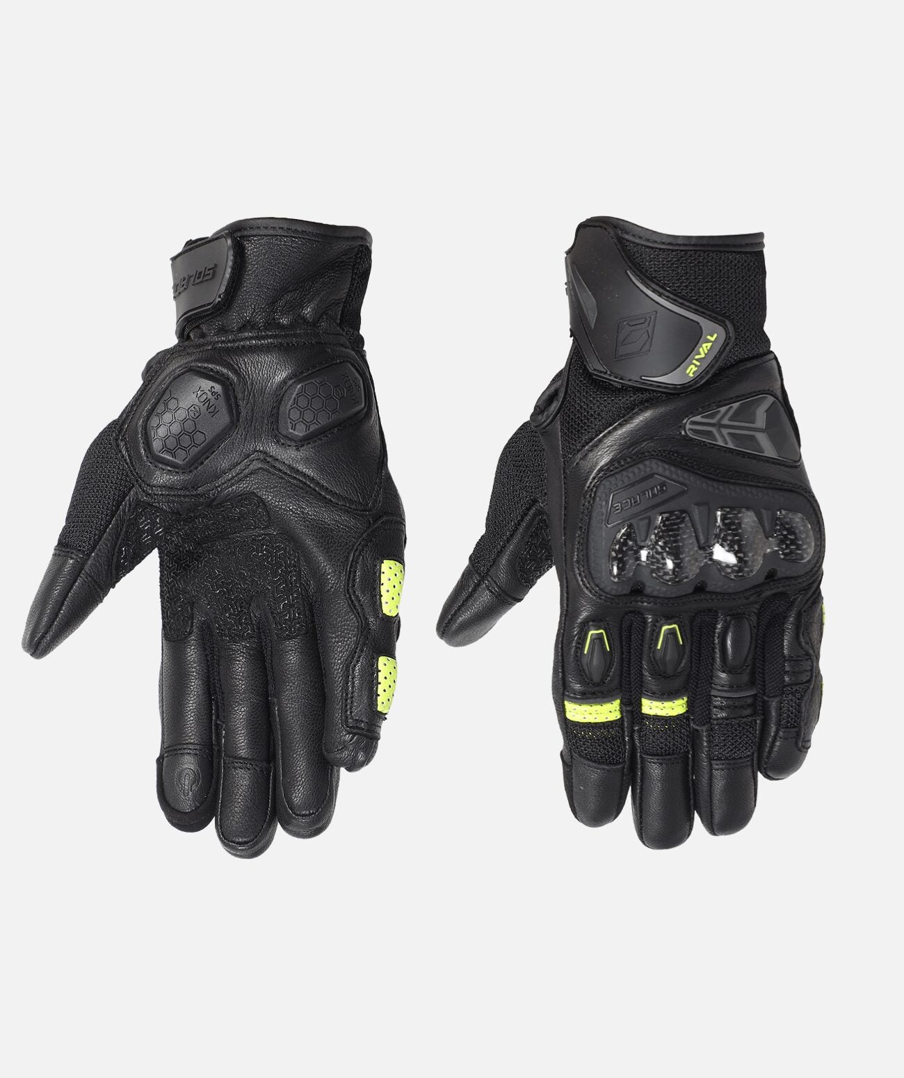 Rival Carbon CE Gloves (Neon) - Solace Motorcycle Clothing Co