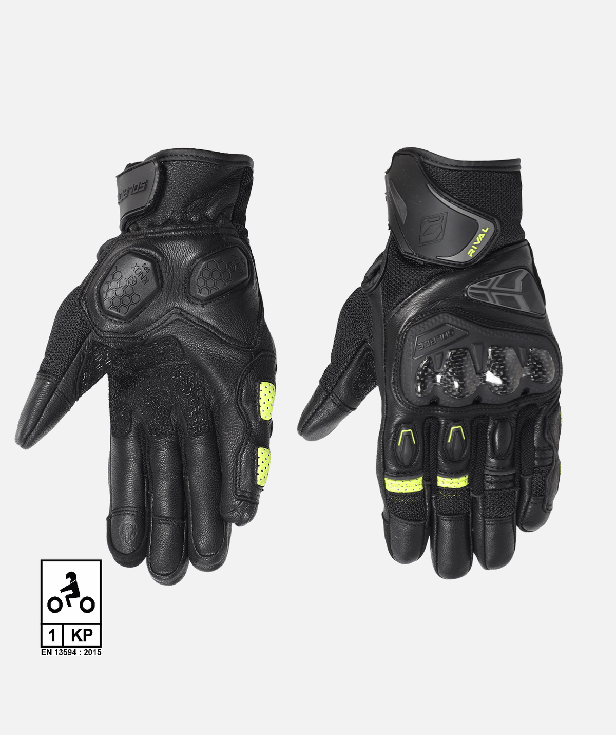 Rival Carbon CE Gloves (Neon) - Motorcycle Gloves | Solace
