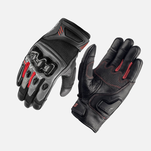 Varno short gloves (RED-Grey) Motorcycle Gloves | Solace – Solace